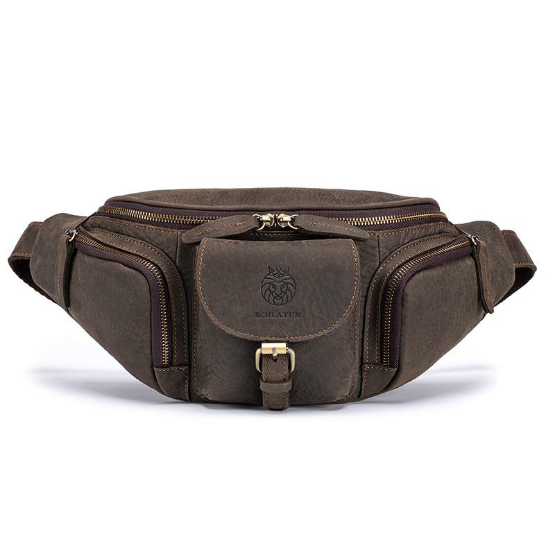 

A Multi-functional Men s Waist Bag with A High-end Feel, Large-capacity Genuine Leather Motorcycle Chest Bag