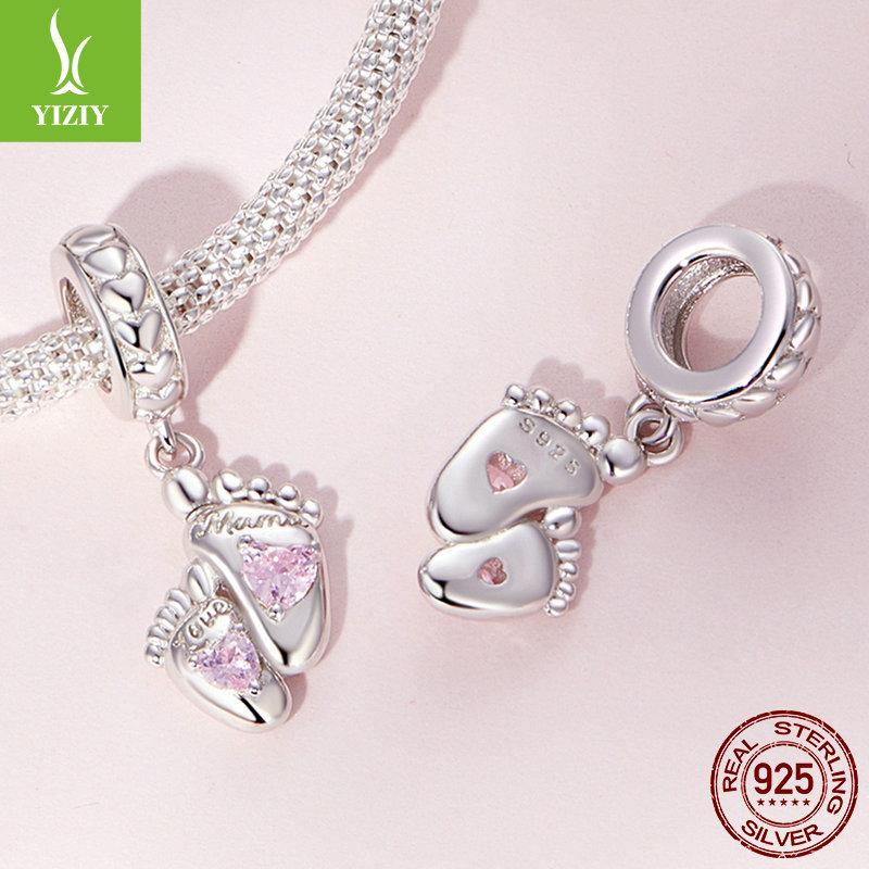 Pink Love Mother'S Day Series Bracelet Beads, Great Mother'S Love S925 Silver Beads Loose Beads