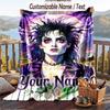 Custom Text Flannel Throw Blanket, Lightweight Cozy Bed Sofa BlanketBeetlejuice Lydia Deetz