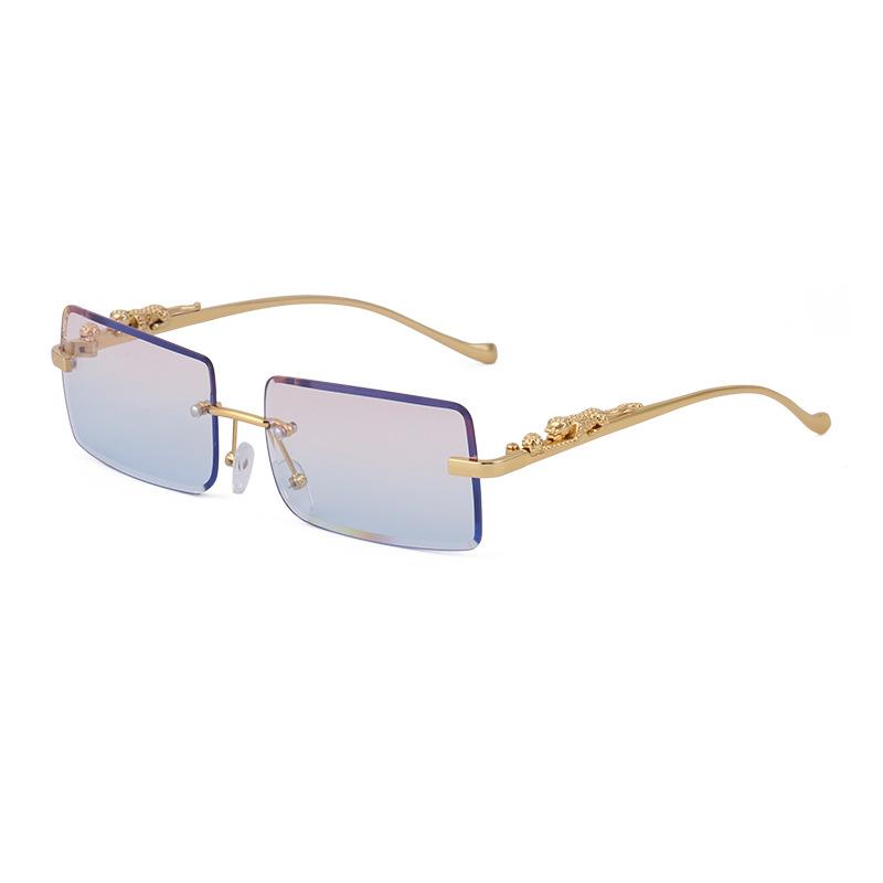 Frameless Sunglasses Women'S Square Leopard Sunglasses Men'S Trendy Glasses Shades