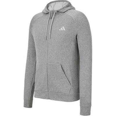 Game And Go Big Logo 3-Stripes Full-Zip Hoodie Medium Grey Heather Men Streetwear IW8394