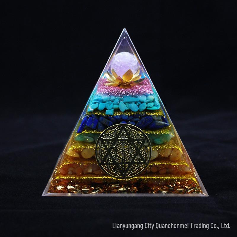 10cm Crystal Crushed Stone Pyramid Desktop Ornament 10 cm
