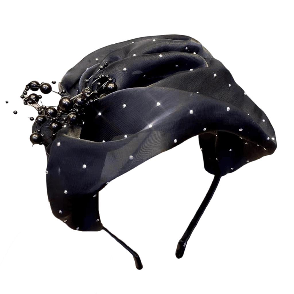 Fascinator Headband Hat for Women Halloween Headwearear with Beaded Hair Accessory Headpiece Hair Decoration for Party