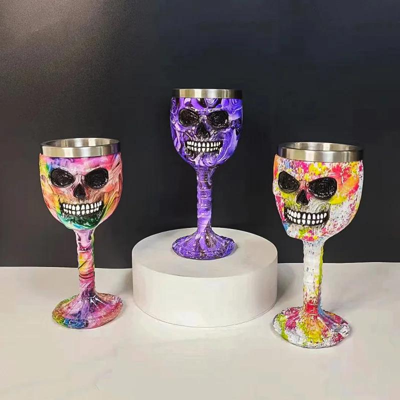2025 New Skull Goblet Graffiti Statue Ornament Retro Claw Abstract Sculpture Statue Halloween Gift Home Décor
