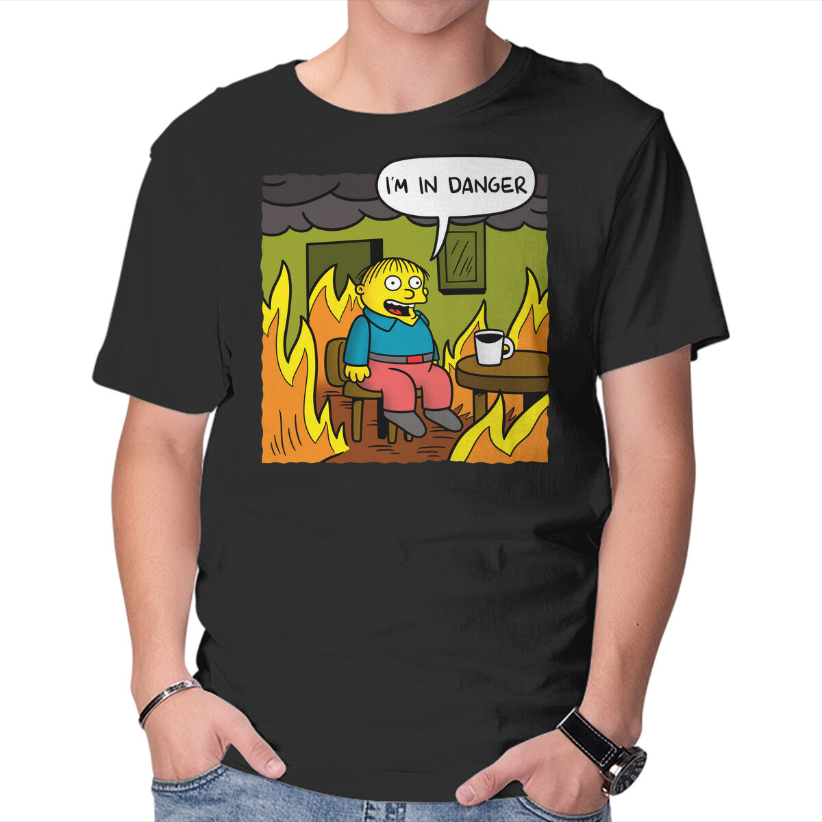 Unisex Crew Neck T-Shirt I m In Danger Graphic Short Sleeve Casual Tee L