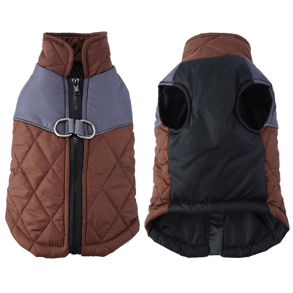 

Winter Dog Jacket for Small Medium Dogs Cats Reflective Plaid Puppy Clothes with D-ring Chihuahua Yorkies Waistcoat Pet Costumes XS коричневий
