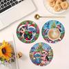 8pcs/Set Christmas Collection DIY Diamond Painting Coasters with Holder Anti Slip Wood Drip Mats Crystal Rhinestones Diamond Art Coasters for Adults