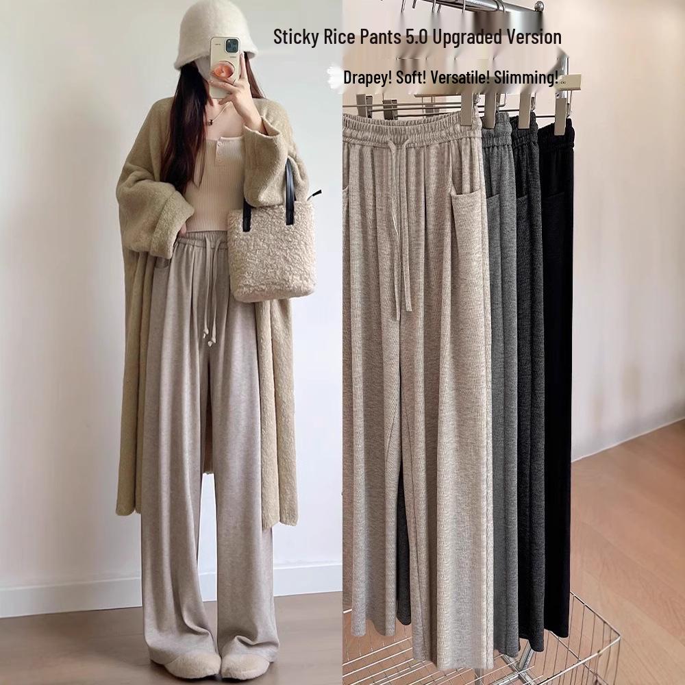 

Women s High-Waist Loose-Fit White Velvety Draped Pants - Autumn/Winter 2025 Collection S for 70-95 lbs