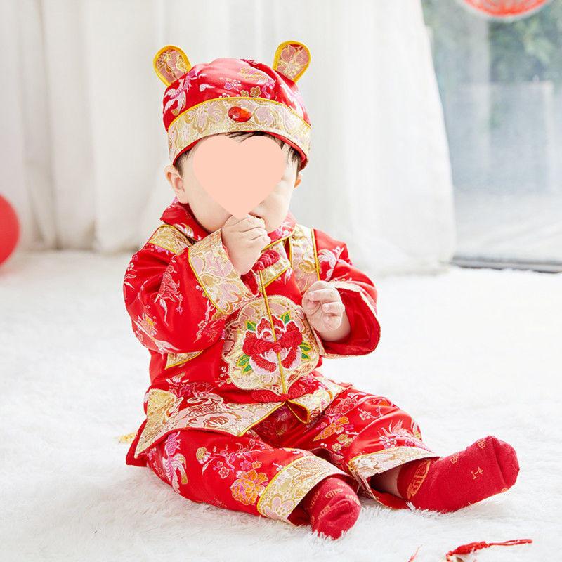 

First Birthday Tang Suit Set: Baby Boy & Girl Chinese-Style Outfit for Autumn & Spring Celebrations 100 for 18-24 months