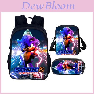 Sonic The Hedgehog 2 Book Bag Set With Waterresistant Polyester For School And Travel