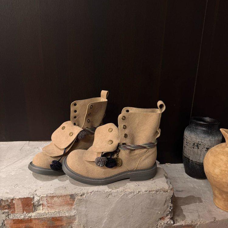 [Yushilai] Free Retro Hippie Three-wearing Martin Boots for Women's 2025 New Autumn Pendant, Fringed Strap Increased