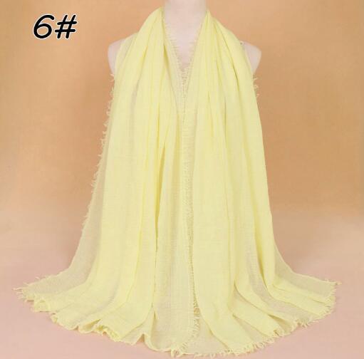 New Ethnic Oversize Muslim Crinkle Hijab Head Scarf Women Solid Bubble Cotton Shawls And Wraps Soft Big Linen Foulard Femme