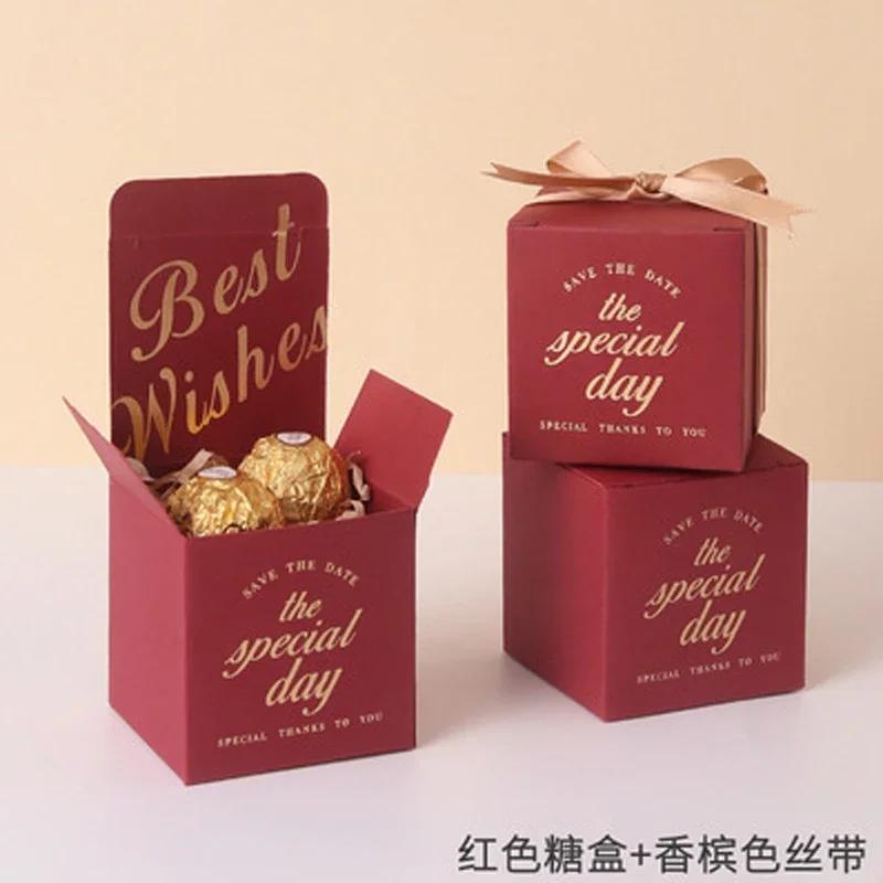 

20 шт./Лот Украшение для детского душа, свадебного торжества, подарок-сувенир, конфетные коробки с лентой, на заказ S красный