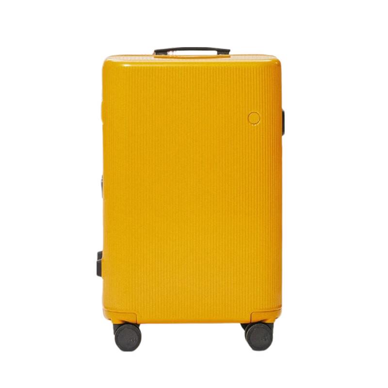 ITOPISTACHIO Striped Series 24-inch Glossy Mustard Yellow Suitcase