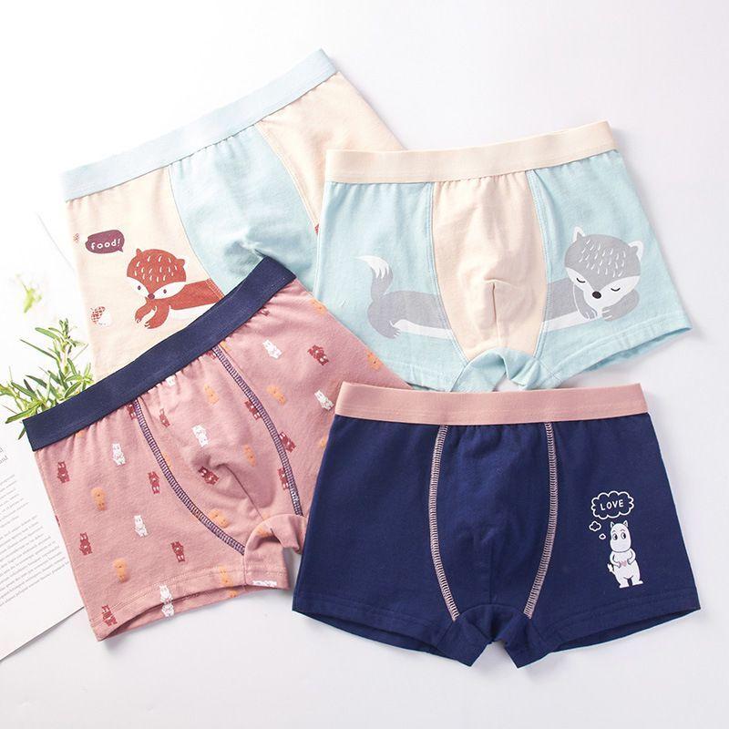 4Pc/lot Children's Cute Cartoon Boxers Boys Pure Cotton Soft Colorful Underpants Underwear Boxer