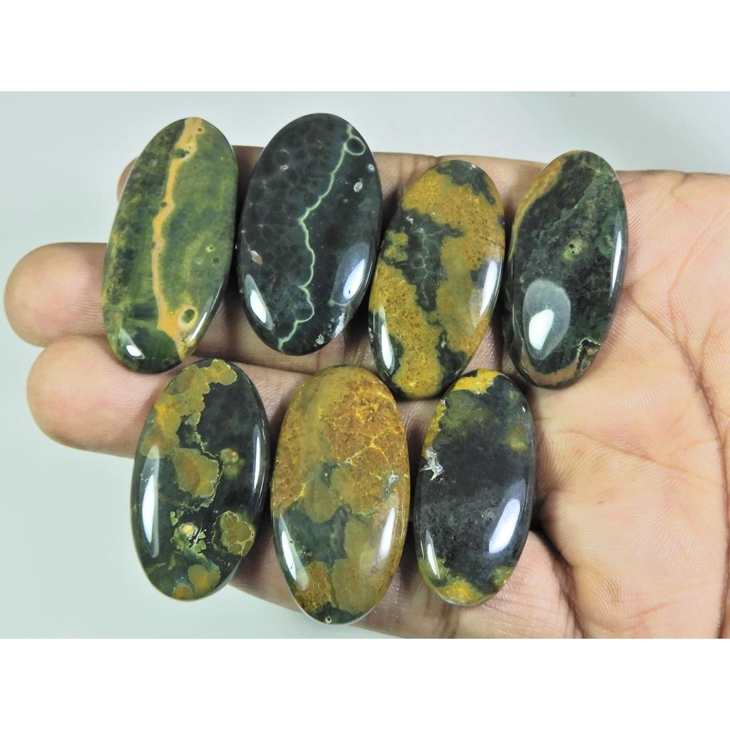 250Cts. Natural Ocean Jasper Oval Shape Cabochon Loose Gemstone 07 Pcs Lot C-310