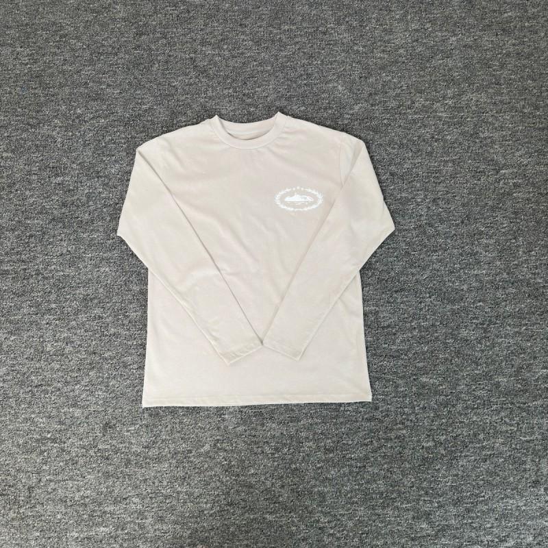 Corteiz Mens Oversized Cotton Long Sleeve Tee With Letter Print - Casual Streetwear Round Neck T-Shirt Fall