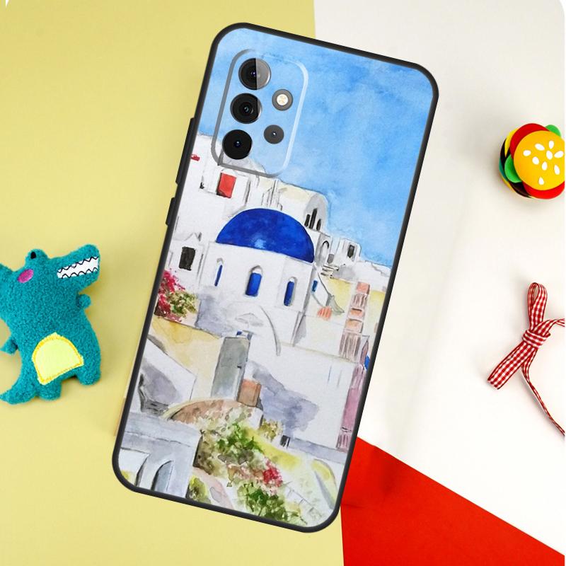 Oia Santorini Greece For Samsung Galaxy A53 A33 A13 A54 A34 A14 A55 A35 A15 A05 A06 A16 A22 A32 A52 Phone Case