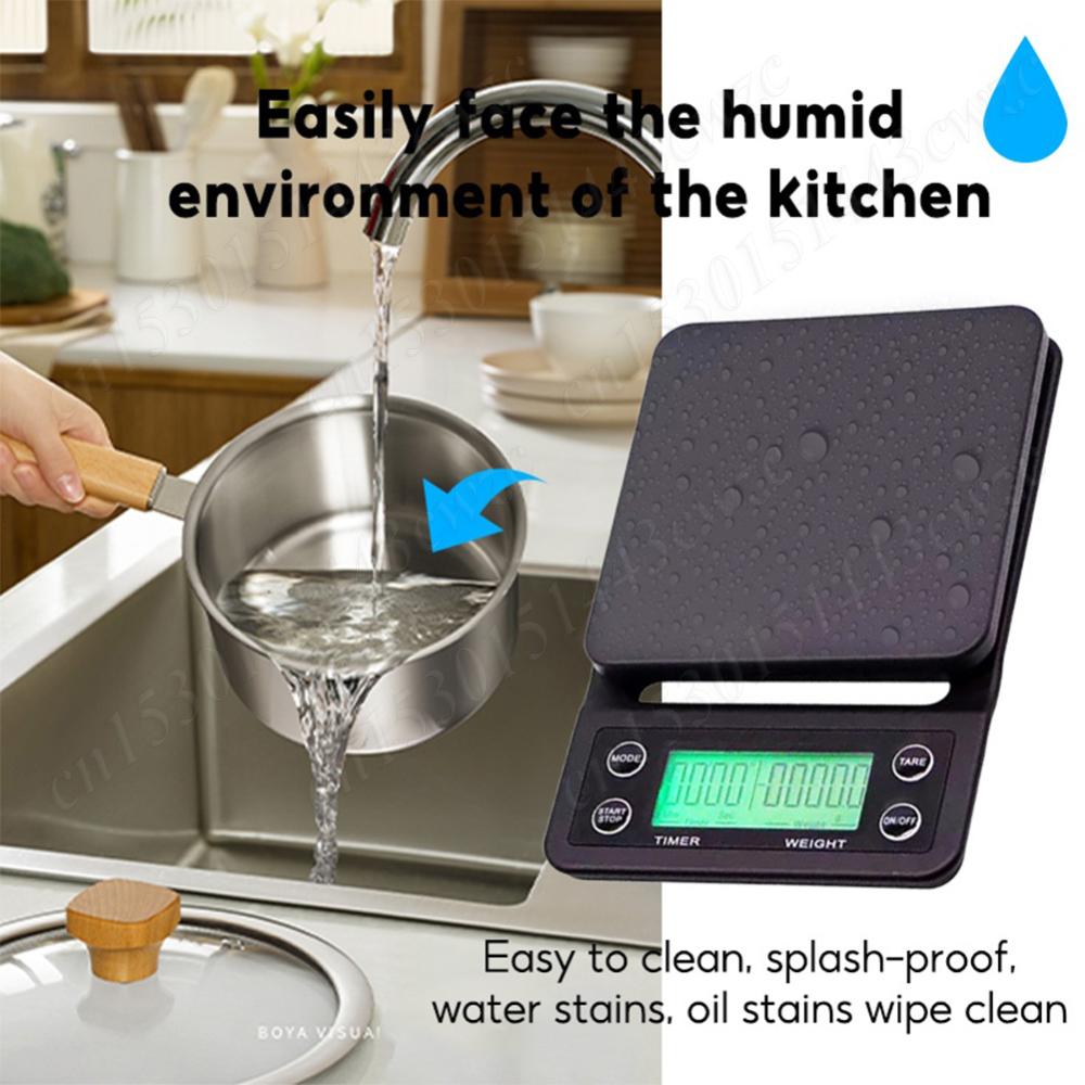 

5/3kg Digital Coffee Scale with Timer Electronic Drip Coffee Scale High Precision Measuring LCD Scale Portable Kitchen Scales