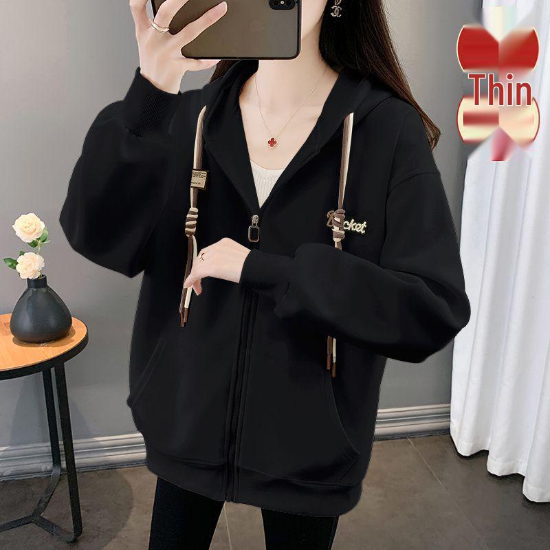 Women's Korean Style Loose Cardigan: Thin, Versatile, Plus Size Sweatshirt Jacket for Spring, Autumn, Winter, Age-Reducing Design