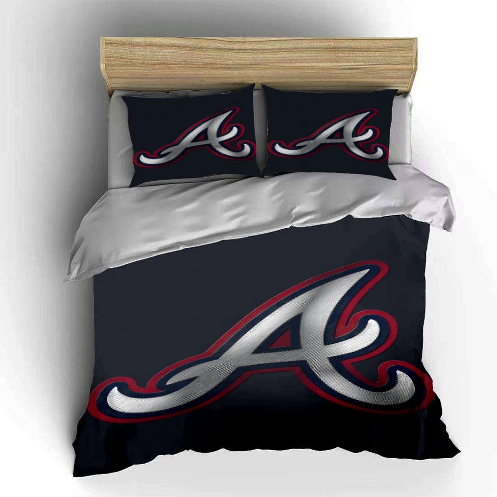 Stylish Embroidered "A" Logo Design Print Bedding Set Duvet Cover Pillowcases (1* Duvet Cover 2* Pillowcases Do Not Include Comforter)
