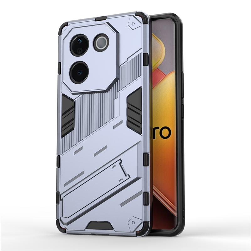 For Vivo T3 Pro Lite Punk Armor Shockproof Bumper Rugged Rubberized PC Fitted Kickstand Case Stand Holder Cover Shell