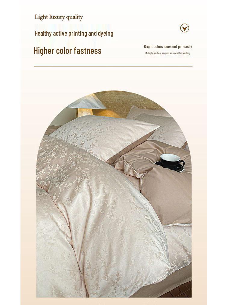 G5Z Light Luxury 200-Count Long-Staple Cotton Jacquard Bedding Set: Includes Duvet Cover, Bed Sheet, and Fitted Sheet.