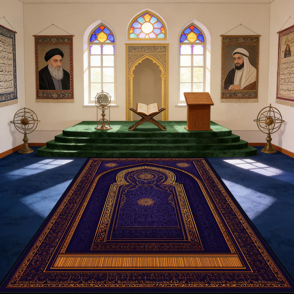 Non-slip Washable Area Floor Mats Islamic Religious Style Musalla Prayer Mat Decoration Temple Prayer Mat Fluffy Soft Ramadan