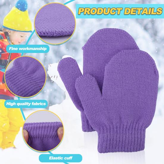 30 Paar Kleinkind Winter Stretch Fäustlinge, Einfarbige Warme Kinder Strickhandschuhe, Kinder
