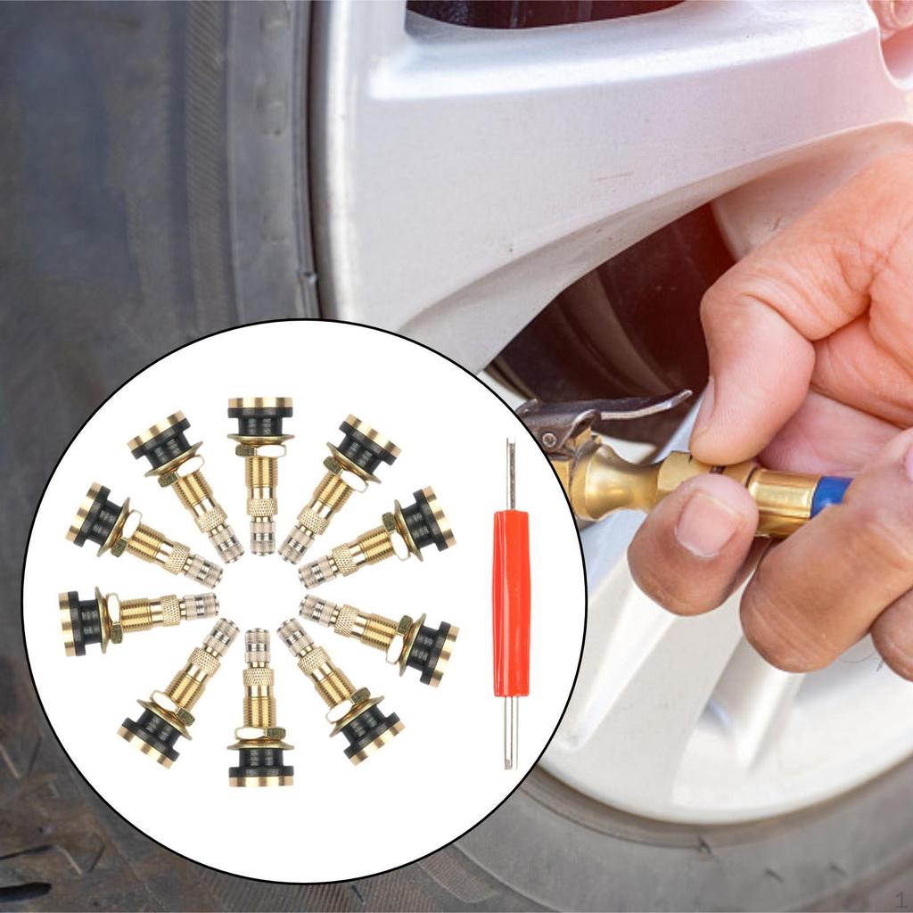 10Pcs Valve Stem 0.625in Hole Sturdy Replacement Brass Tubeless Air Liquid for Tires