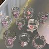 Kpop Pink Zircon Heart Open Ring For Women Girls Luxury Blue Opal Heart Couple Finger Rings Wedding Y2K Jewelry