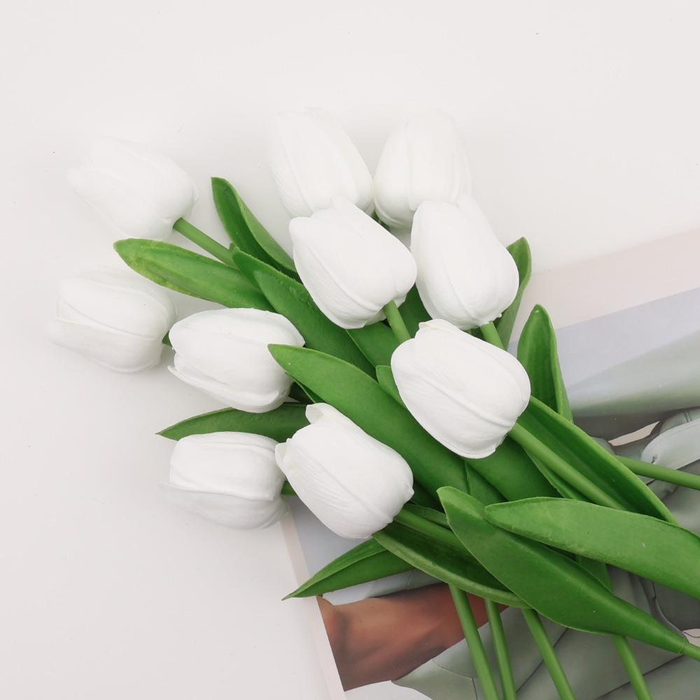 

Fake Flowers Tulips Artificial Silk Flower 15pcs Real Touch 14 for Spring Easter Home Kitchen Wedding Bouquet Bulk Mother s Gift Day Decorations