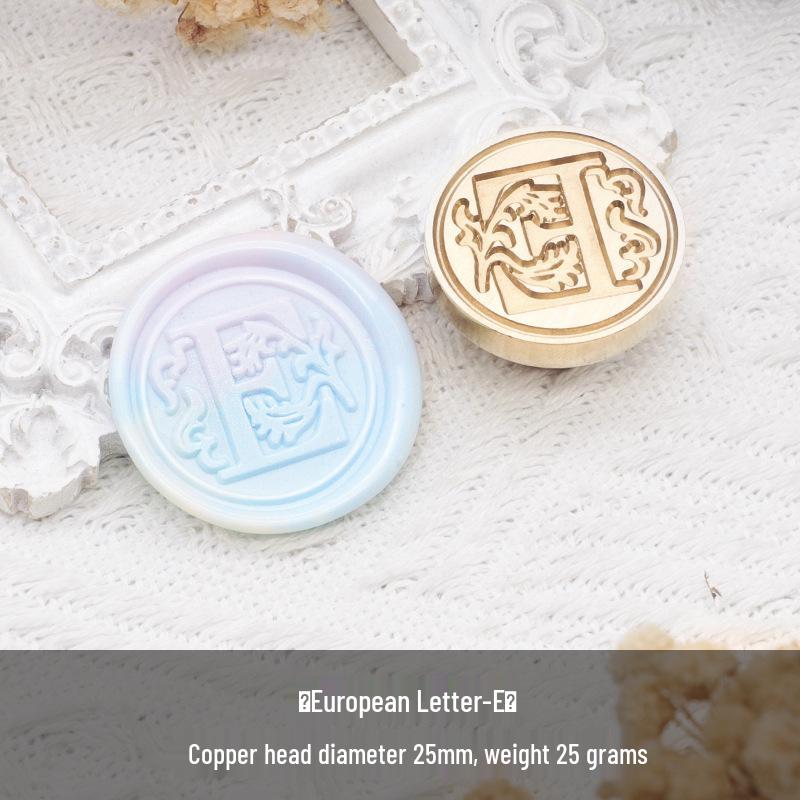 Wax Seal Stamp Head with 26 A-Z Letter Patterns - Retro Copper Design for Envelopes