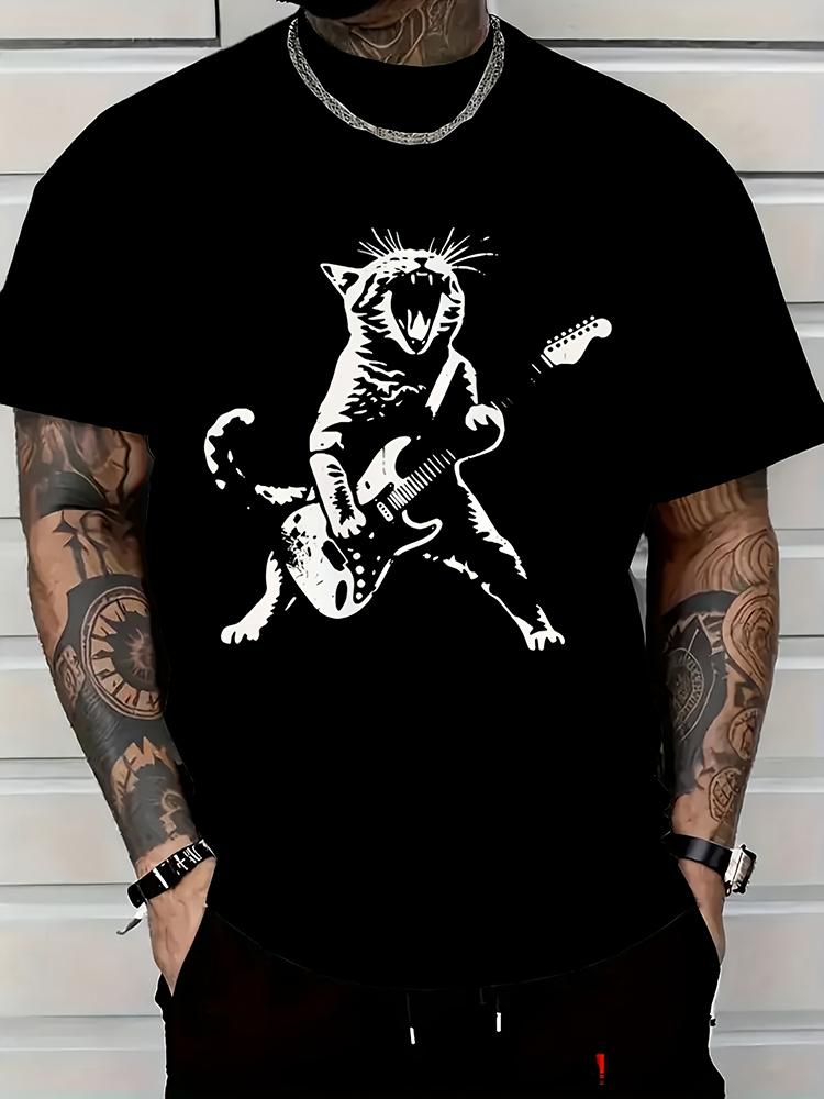 Retro Style 3D Wolf Print Men's T-shirt Summer Men's Outdoor Street Short Sleeved Top Fashionable Casual Comfortable Short Sleeved Clothing