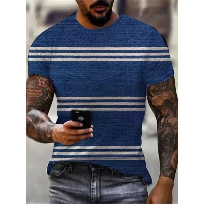 Herren 3D-Druck T-Shirt Kurzarm Rundhals Pullover lässiges Oberteil