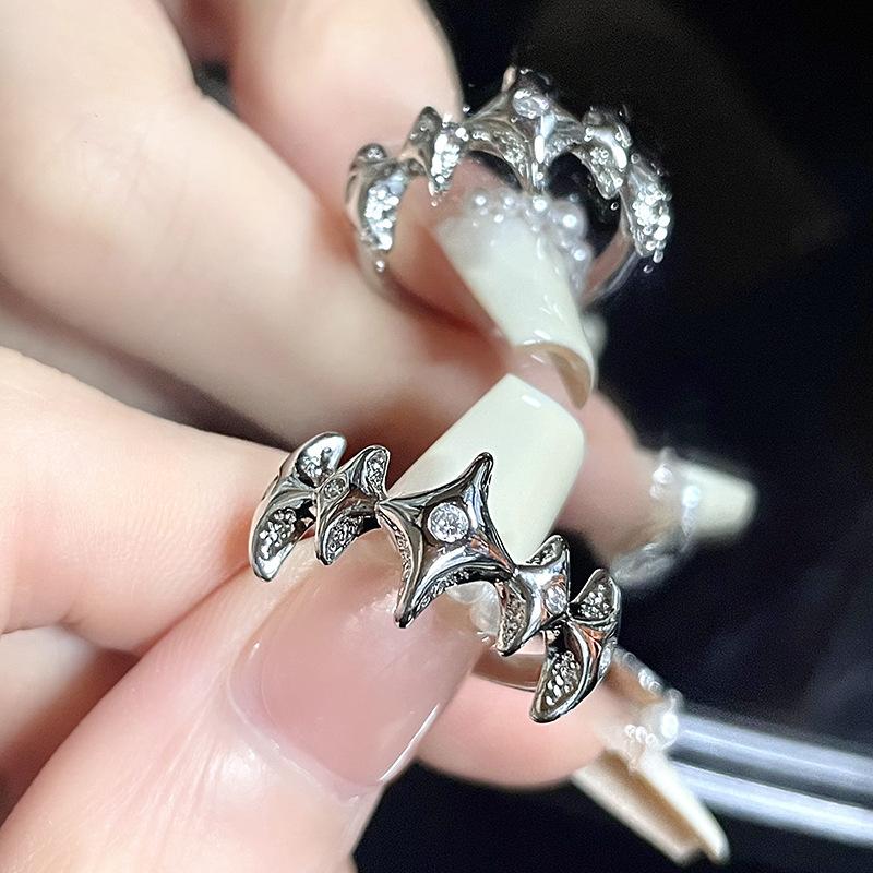 Emaille Dopamin Y2K Nische Design Sinn Hochwertig Kalter Wind Persönlichkeit Mode Öffnender Sternring Damen