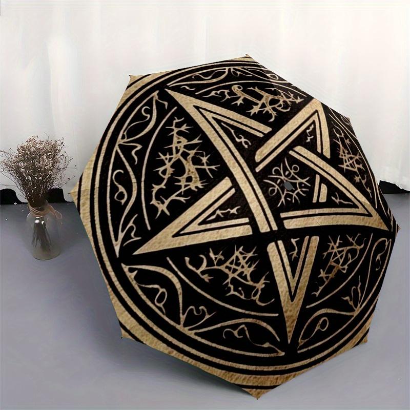 Pentagram Symbol  Umbrella, Portable 3-Fold Umbrella for Men & Women,