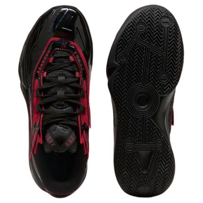 PUMA Men's Scoot Zeros II Bred Low-Top Basketball Shoes Black Red 311350-01