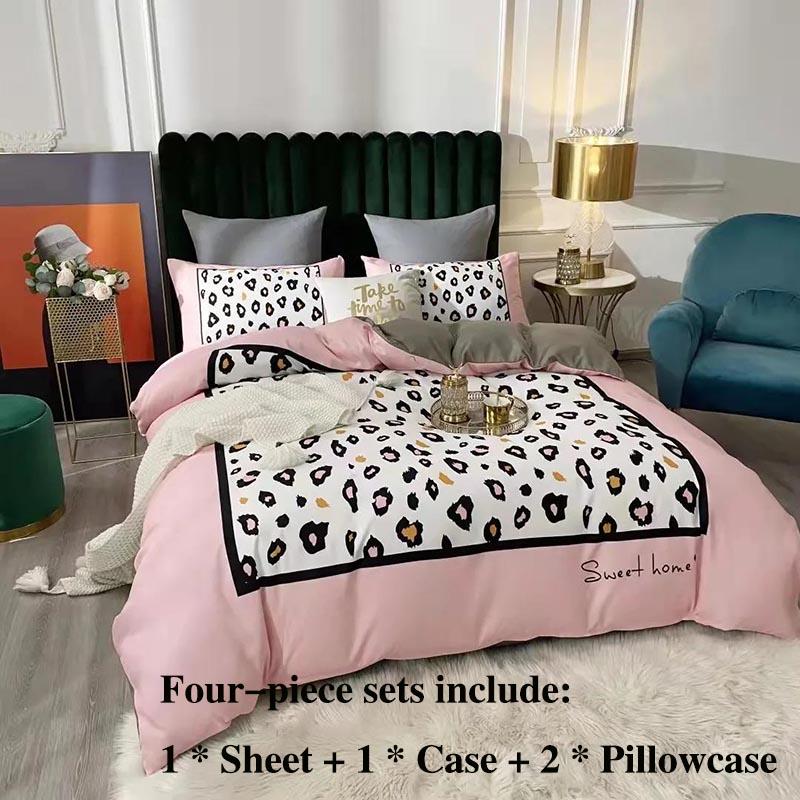 

Утолщенный длинный бархатный шерстяной твил, четыре комплекта хлопкового пододеяльника в леопардовую полоску, одинарный хлопковый комплект постельного белья 1,8 м, 2 метра Queen