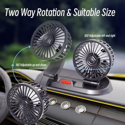 5V 12V 24V Car Fan Cooling Car Fan Dual Head USB Car Fan Speeds Adjustable Auto Cooler Air Fan Car Accessories Wind Regulation