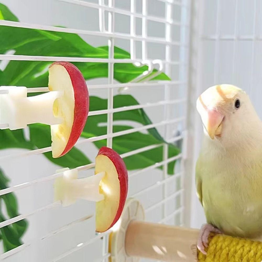 Durable Plastic Bird Fruit Fork White Bird Utensils Parrot Fruit Fork Birdcage Fork Pet Product