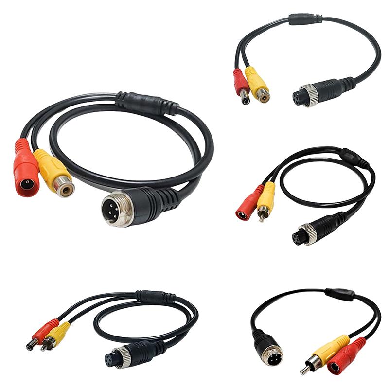 1 Piece Rca Av & Dc Power Converter Cable 4Pin Aviation Male To Female Adapter For Car Rear Camera Monitor Diy Accessories