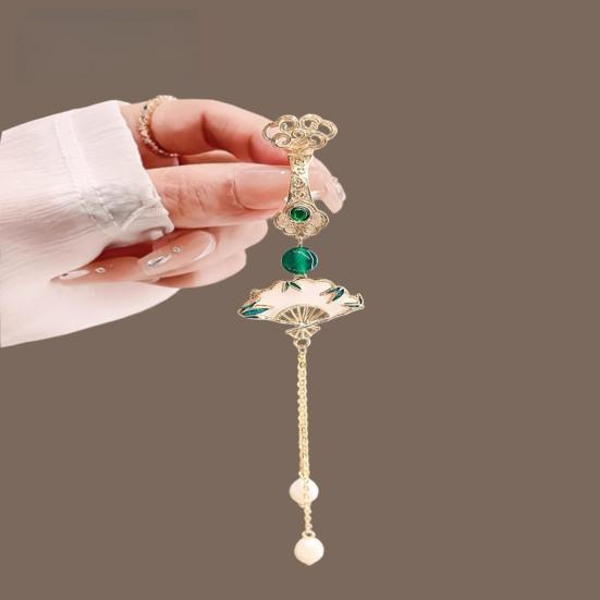 Fächer Brooch Perlen Quaste Strass Einlagen Funkelnder Pin Pullover Kleid Mantel Anzug Revers Abzeichen Outfit Zubehör