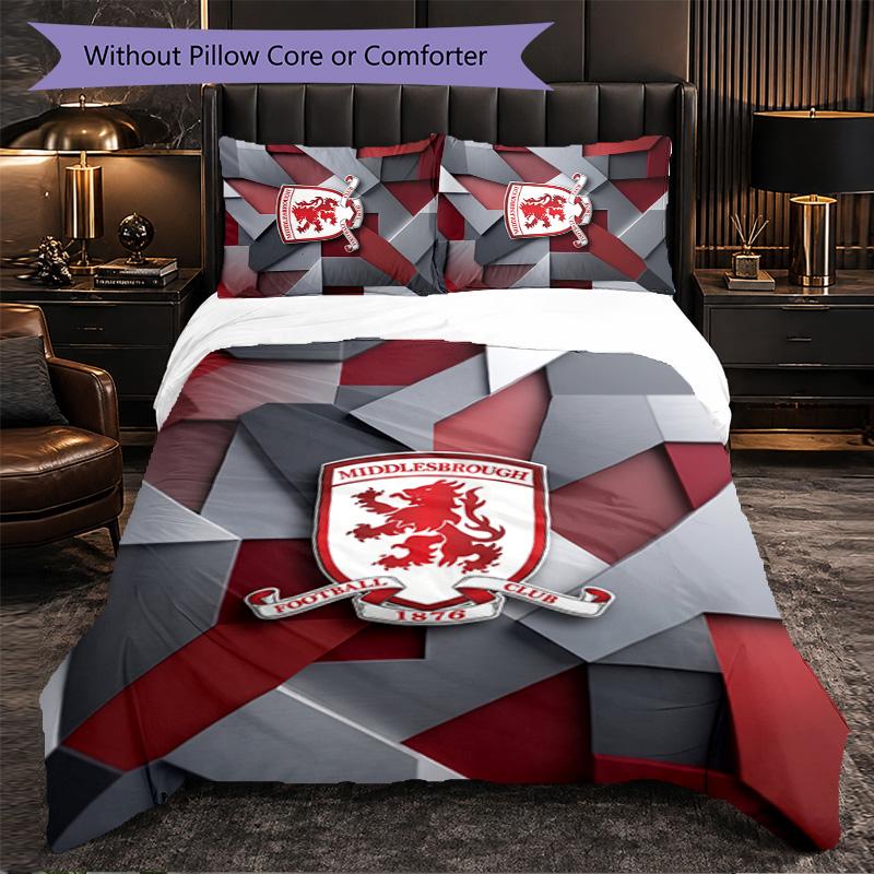 Biancheria da letto a tema Middlesbrough FC Set 3 Pezzi Copripiumino Biancheria da letto Decorativa per Camera Adolescenti Decorazione Casa
