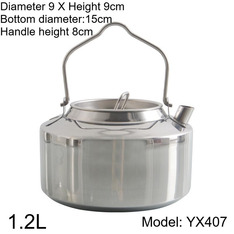 304 Stainless Steel Kettle Portable Outdoor Kettle Camping Home Cookware Water Pot Universal Open Flame Induction Cooker