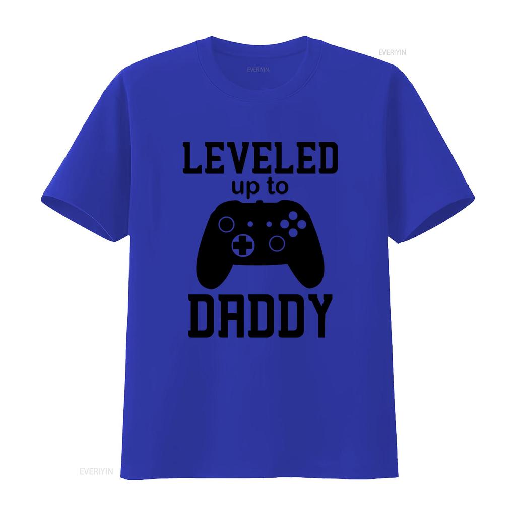 New Dad T Shirt Leveled Up to Daddy Gamer Controller Design for First Fathers Day vintage Washed graphic Soft