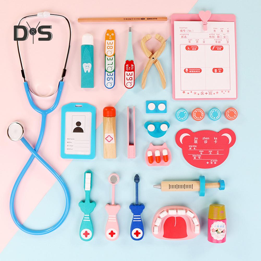 Play with You Chidlren Pretend Doctor Dentist Wooden Medical Playset Education Toy