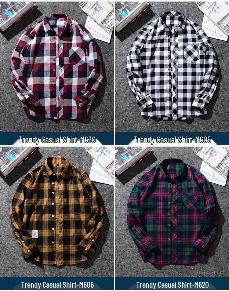 Büyük Beden Erkekler İçin Ekose Fırçalanmış Uzun Kollu Günlük Gömlek