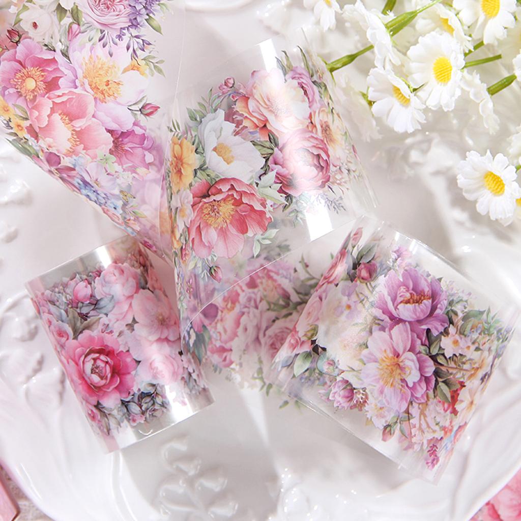 6 Rolls/box, Elegant Floral Pattern PET Stickers, Suitable for DIY Photo Frames, Manuals, and Gift Box Decoration, Stylish Beaut