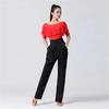 Hohe Taille Damen Latein Modern Dance Hose Professionelles Enges Bündchendesign Hose Dame Ballsaalhose Tasche
